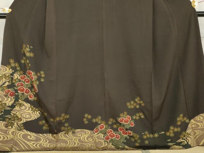 平和屋着物●訪問着　竜田川に菊　金彩　正絹　逸品　AABL6472cs