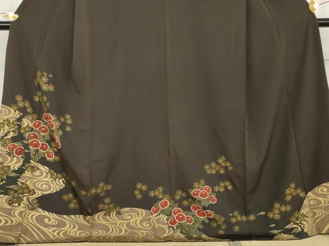 平和屋着物●訪問着　竜田川に菊　金彩　正絹　逸品　AABL6472cs