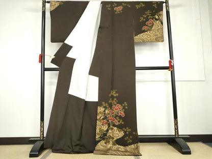 平和屋着物●訪問着　竜田川に菊　金彩　正絹　逸品　AABL6472cs