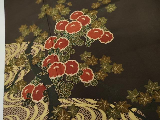 平和屋着物●訪問着　竜田川に菊　金彩　正絹　逸品　AABL6472cs