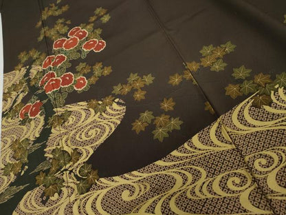 平和屋着物●訪問着　竜田川に菊　金彩　正絹　逸品　AABL6472cs