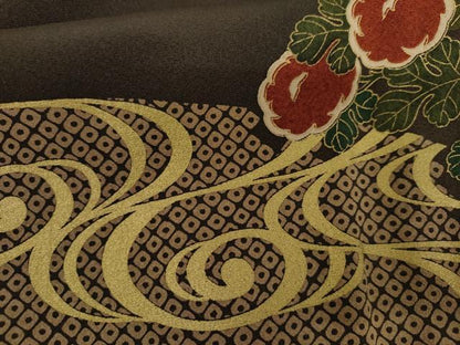平和屋着物●訪問着　竜田川に菊　金彩　正絹　逸品　AABL6472cs