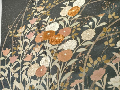 平和屋着物●訪問着　駒刺繍　枝花文　金彩　正絹　逸品　AABL6474cs