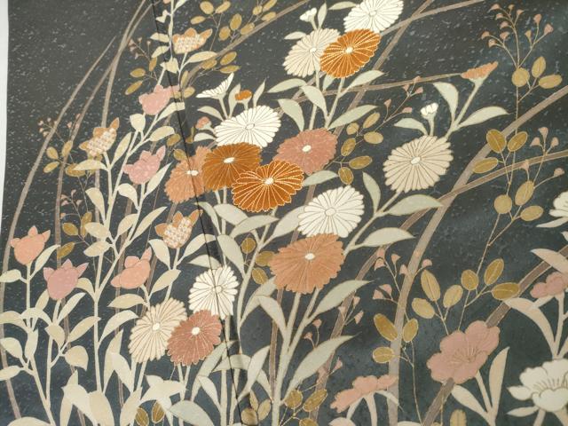 平和屋着物●訪問着　駒刺繍　枝花文　金彩　正絹　逸品　AABL6474cs