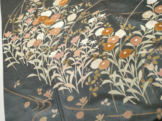 平和屋着物●訪問着　駒刺繍　枝花文　金彩　正絹　逸品　AABL6474cs