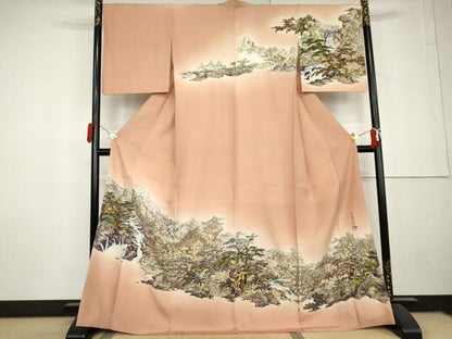 平和屋着物●琉染の創設者　山岡古都　水墨書　訪問着　風景文　暈し染め　正絹　逸品　AABL6475cs