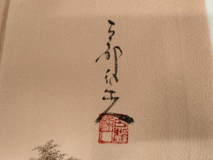 平和屋着物●琉染の創設者　山岡古都　水墨書　訪問着　風景文　暈し染め　正絹　逸品　AABL6475cs