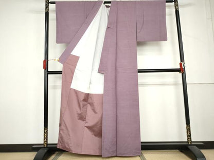 平和屋着物●上質な紬　色無地　二藍色　正絹　逸品　AABL6476cs