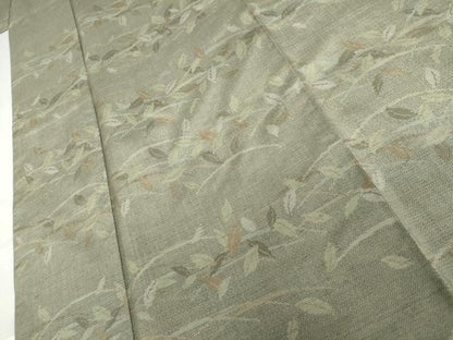 平和屋着物●訪問着　塩沢紬　芝葉文　正絹　逸品　AABL6479cs