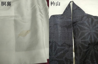 平和屋着物●結城紬　80亀甲　雲取り麻の葉文様　正絹　逸品　AABL6482cs
