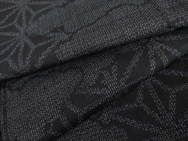 平和屋着物●結城紬　80亀甲　雲取り麻の葉文様　正絹　逸品　AABL6482cs