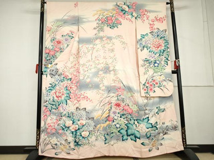 平和屋着物●豪華振袖　草花文　暈し染め　正絹　逸品　AABL6484cs