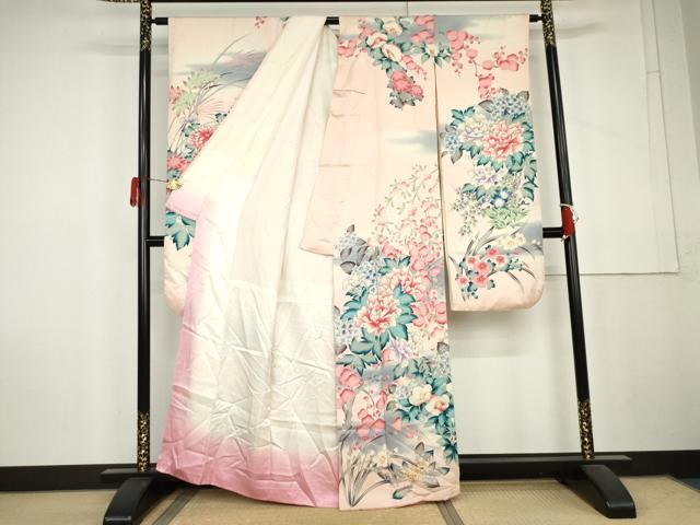 平和屋着物●豪華振袖　草花文　暈し染め　正絹　逸品　AABL6484cs