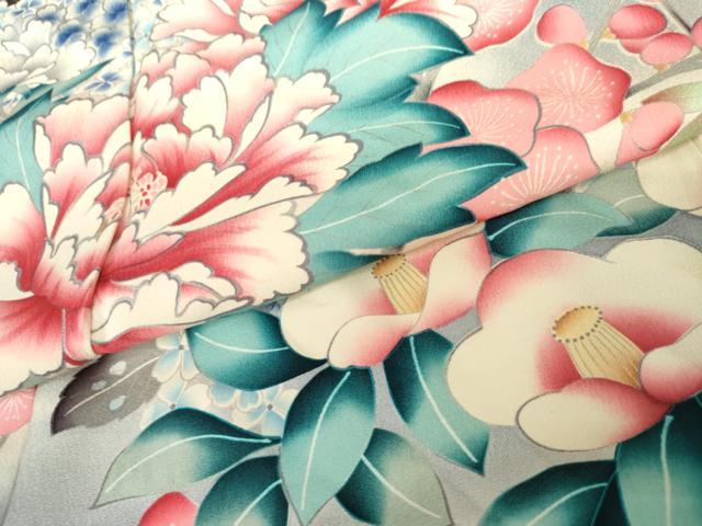 平和屋着物●豪華振袖　草花文　暈し染め　正絹　逸品　AABL6484cs