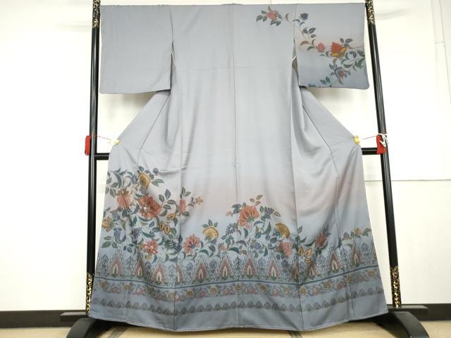 平和屋着物●中国三大刺繍 スワトウ刺繍 汕頭刺繍 蘇州刺繍 総刺繍 訪問着 更紗花文 暈し染め 金銀糸 正絹 逸品 未使用 AABL6485cs