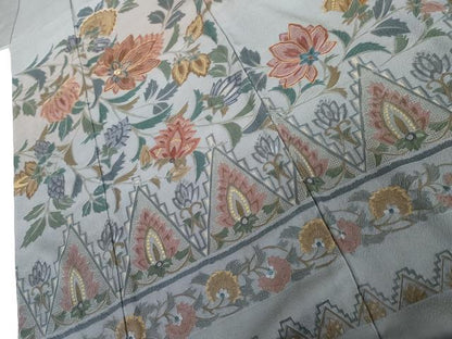 平和屋着物●中国三大刺繍 スワトウ刺繍 汕頭刺繍 蘇州刺繍 総刺繍 訪問着 更紗花文 暈し染め 金銀糸 正絹 逸品 未使用 AABL6485cs