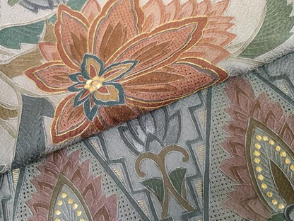 平和屋着物●中国三大刺繍 スワトウ刺繍 汕頭刺繍 蘇州刺繍 総刺繍 訪問着 更紗花文 暈し染め 金銀糸 正絹 逸品 未使用 AABL6485cs