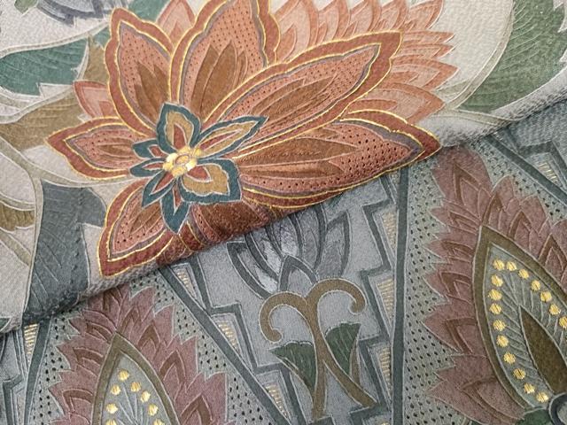 平和屋着物●中国三大刺繍 スワトウ刺繍 汕頭刺繍 蘇州刺繍 総刺繍 訪問着 更紗花文 暈し染め 金銀糸 正絹 逸品 未使用 AABL6485cs