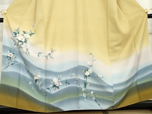 平和屋着物●訪問着　手描き　枝花文　暈し染め　正絹　逸品　AABL6486cs
