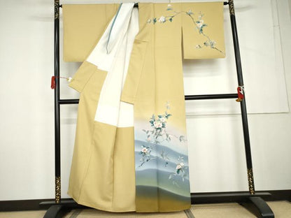 平和屋着物●訪問着　手描き　枝花文　暈し染め　正絹　逸品　AABL6486cs
