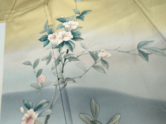 平和屋着物●訪問着　手描き　枝花文　暈し染め　正絹　逸品　AABL6486cs