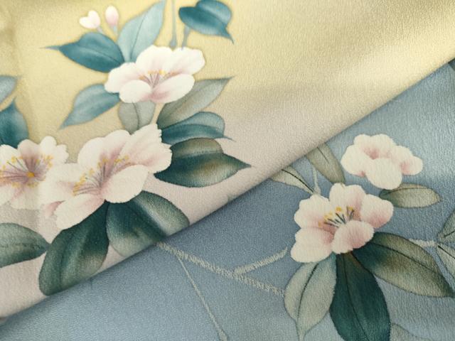 平和屋着物●訪問着　手描き　枝花文　暈し染め　正絹　逸品　AABL6486cs