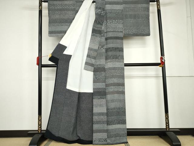 平和屋着物●小紋師　基之作　江戸小紋　百柄　丹後ちりめん　反端付き　正絹　逸品　未使用　AABL6488cs