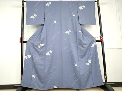 平和屋着物●上質な小紋　番傘　銀彩　正絹　逸品　AABL6489cs