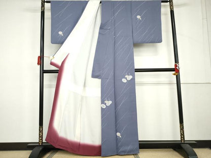 平和屋着物●上質な小紋　番傘　銀彩　正絹　逸品　AABL6489cs