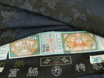 平和屋着物●本場大島紬　9マルキ　南天蔦の葉間道　宮脇謙太郎商店謹製　証紙付き　正絹　逸品　未使用　AABL6490cs
