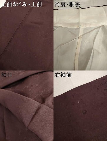 平和屋着物●上質な色無地　吹き寄せ地紋　葡萄色　正絹　逸品　AABL6491cs
