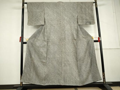 平和屋着物●大変加工の良い総絞り小紋　黒地　正絹　逸品　AABL6494cs