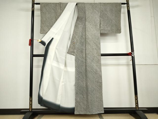 平和屋着物●大変加工の良い総絞り小紋　黒地　正絹　逸品　AABL6494cs