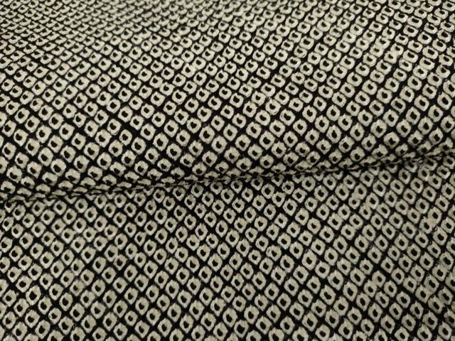 平和屋着物●大変加工の良い総絞り小紋　黒地　正絹　逸品　AABL6494cs