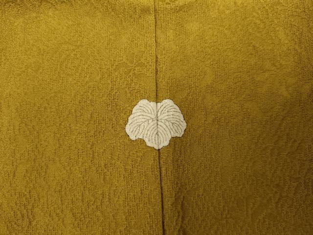 平和屋着物●上質な色無地　花唐草地紋　山吹茶色　正絹　逸品　AABL6496cs