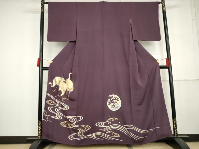平和屋着物●豪華色留袖　鶴に蓑亀　金彩　正絹　逸品　AABL6498cs