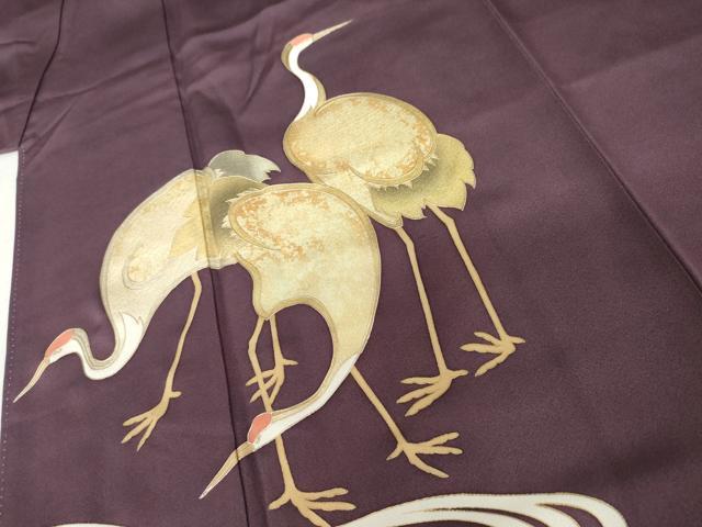 平和屋着物●豪華色留袖　鶴に蓑亀　金彩　正絹　逸品　AABL6498cs