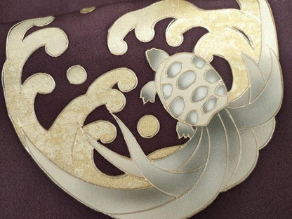 平和屋着物●豪華色留袖　鶴に蓑亀　金彩　正絹　逸品　AABL6498cs