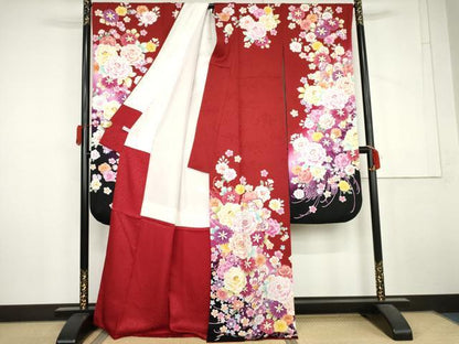 平和屋着物●豪華振袖　草花文　暈し染め　正絹　逸品　AABL6502cs