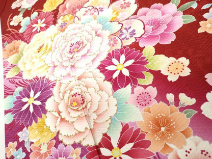平和屋着物●豪華振袖　草花文　暈し染め　正絹　逸品　AABL6502cs