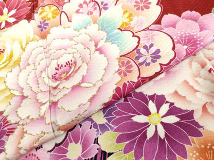 平和屋着物●豪華振袖　草花文　暈し染め　正絹　逸品　AABL6502cs