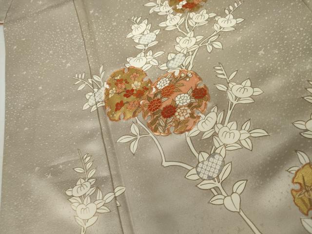 平和屋着物●訪問着　駒刺繍　雪輪花文　金彩　正絹　逸品　AABL6503cs