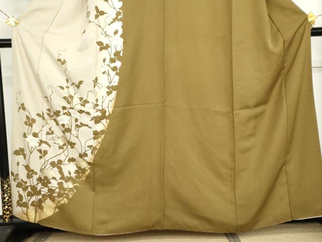 平和屋着物●訪問着　花蔦の葉文　金彩　丹後ちりめん　反端付き　正絹　逸品　AABL6505cs