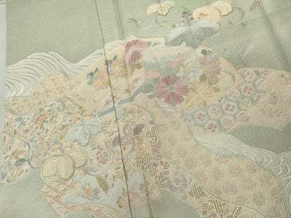 平和屋着物●中国三大刺繍　スワトウ刺繍　汕頭刺繍　蘇州刺繍　総刺繍　訪問着　貝桶吉祥花文　正絹　逸品　AABL6506cs