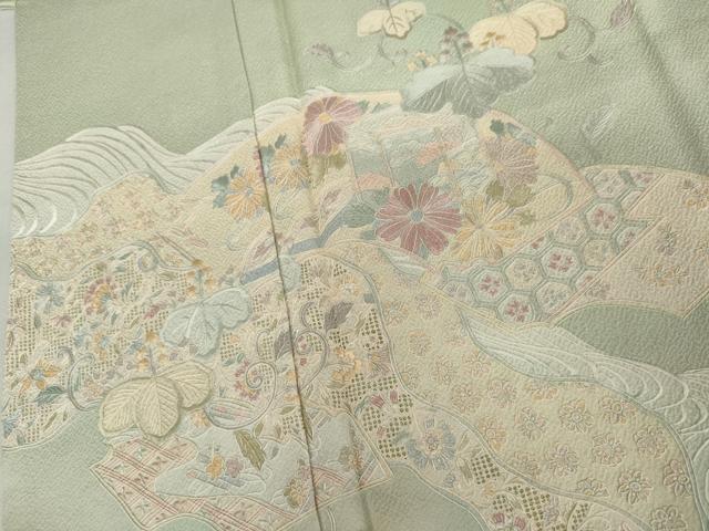 平和屋着物●中国三大刺繍　スワトウ刺繍　汕頭刺繍　蘇州刺繍　総刺繍　訪問着　貝桶吉祥花文　正絹　逸品　AABL6506cs