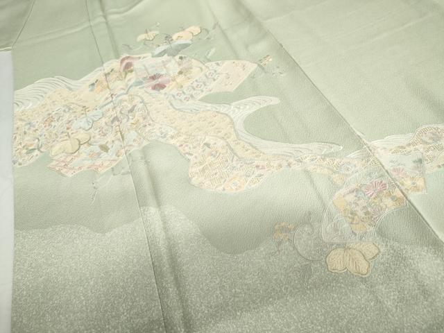 平和屋着物●中国三大刺繍　スワトウ刺繍　汕頭刺繍　蘇州刺繍　総刺繍　訪問着　貝桶吉祥花文　正絹　逸品　AABL6506cs