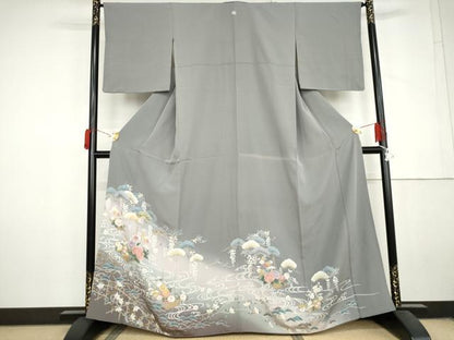 平和屋着物●豪華色留袖　駒刺繍　流水花松文　暈し染め　正絹　逸品　AABL6510cs