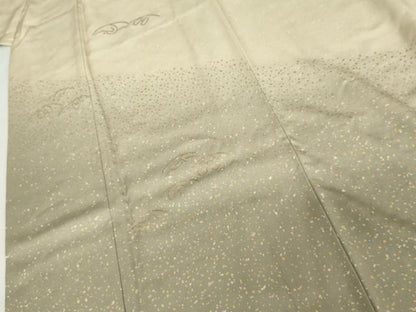 平和屋着物●訪問着　竹屋町刺繍　飛鶴文　暈し染め　金糸　金彩　正絹　逸品　AABL6514cs