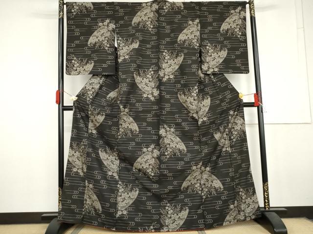 平和屋着物●本場大島紬　9マルキ　花舟文　正絹　逸品　AABL6515cs