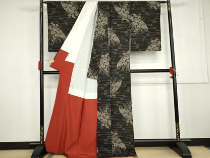 平和屋着物●本場大島紬　9マルキ　花舟文　正絹　逸品　AABL6515cs